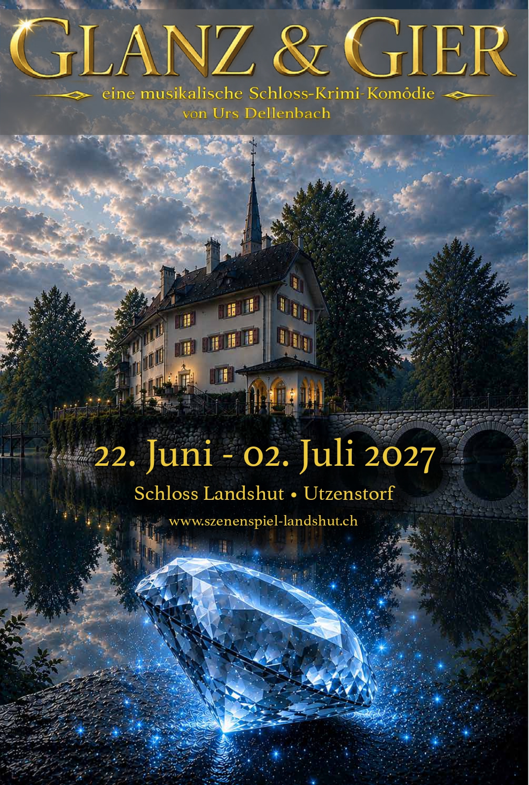 Glanz & Gier – musikalische Schloss-Krimi-Komödie auf Schloss Landshut vom 22. Juni bis 2. Juli 2027